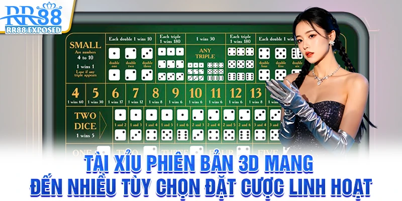 tài xỉu phiên bản 3D mang đến nhiều tùy chọn đặt cược linh hoạt